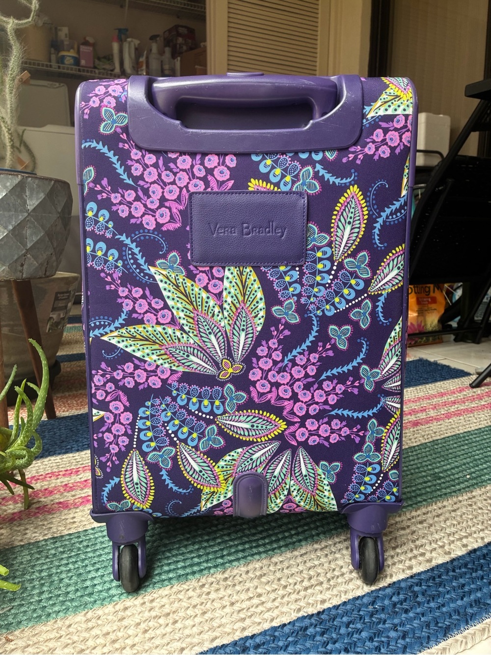 Vera Bradley Purple Paisley 4-Wheel Spinner Carry-On Luggage Suitcase - Picture 3 of 9